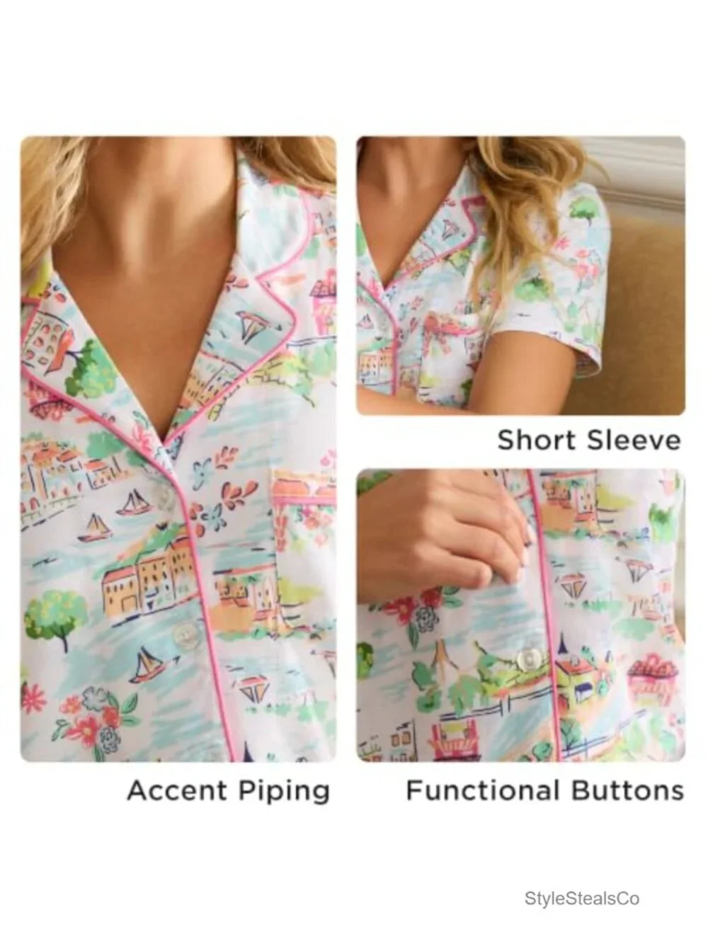 Women's Short Sleeve Capri Pajama Set - Soft Stretch Lounge Wear
